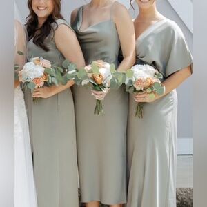 BHLDN Sage Green Satin Bridesmaid Dress
